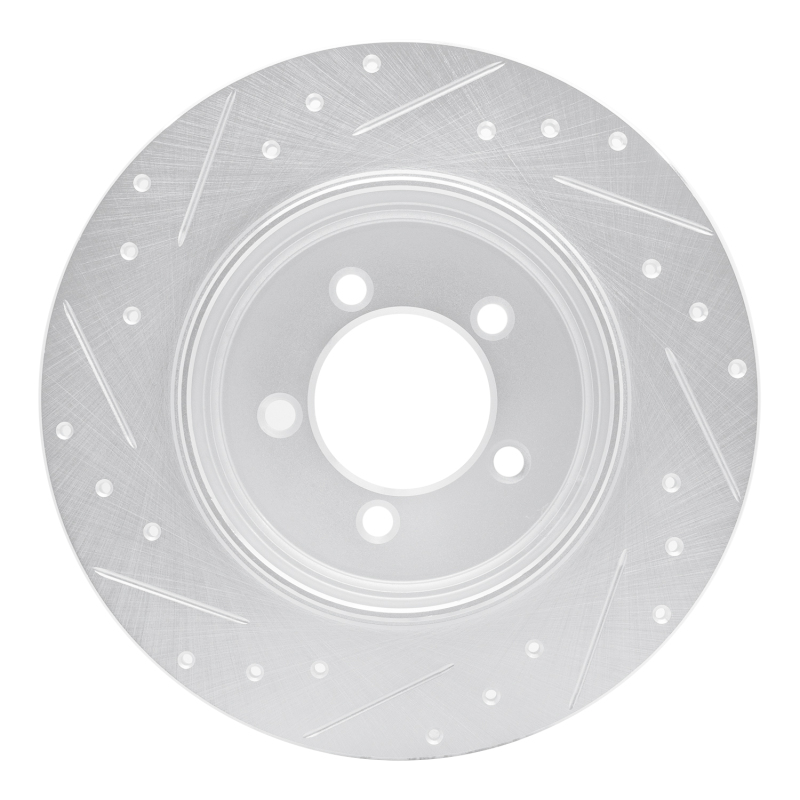 Lincoln Aviator Brake Rotor (1) - Rear Right - R1 Concepts - Drilled & Slotted - Silver - `03-`05